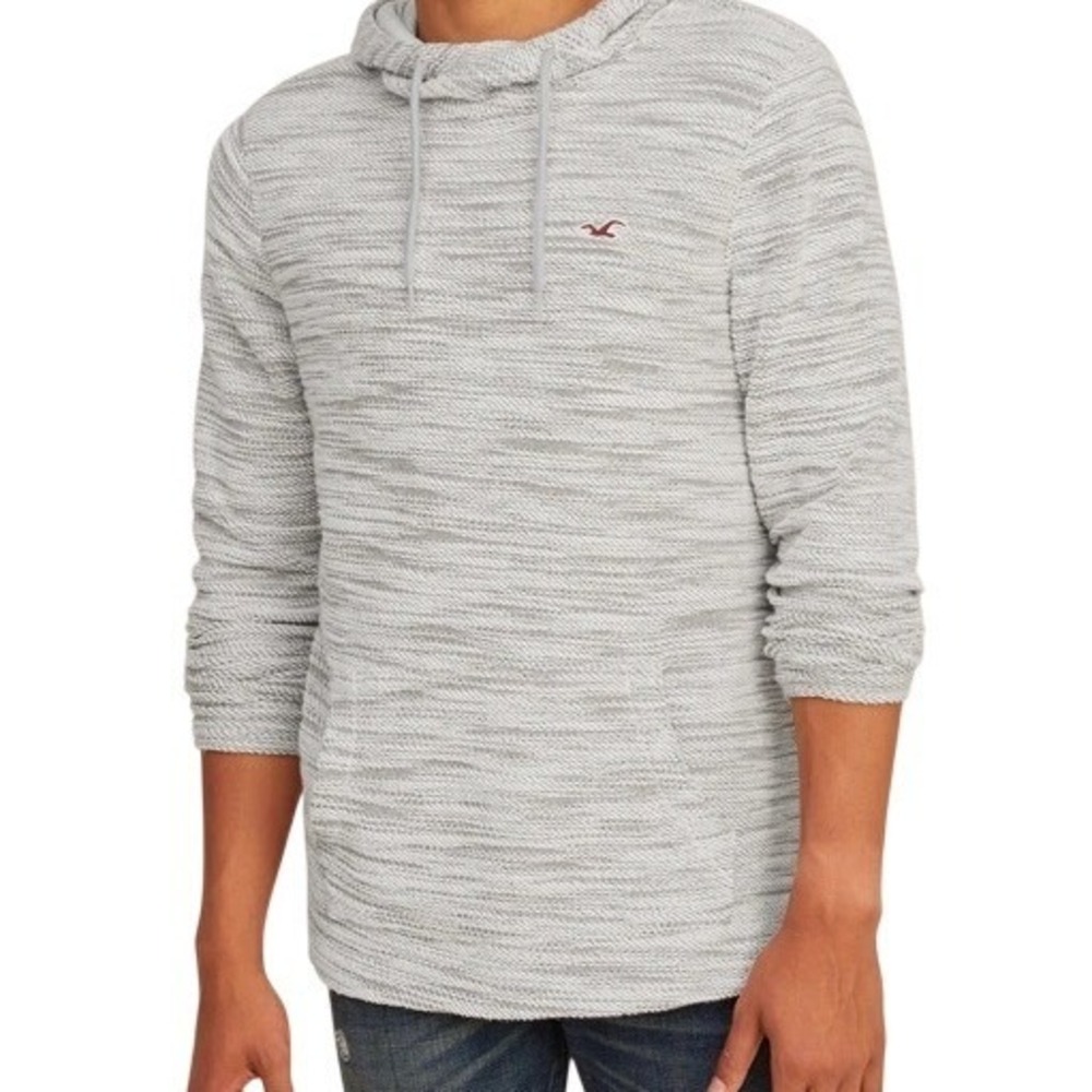 Hollister Gray Marled Knit Long Sleeves Ribbed cuffs Pullover Hoodie Size Small